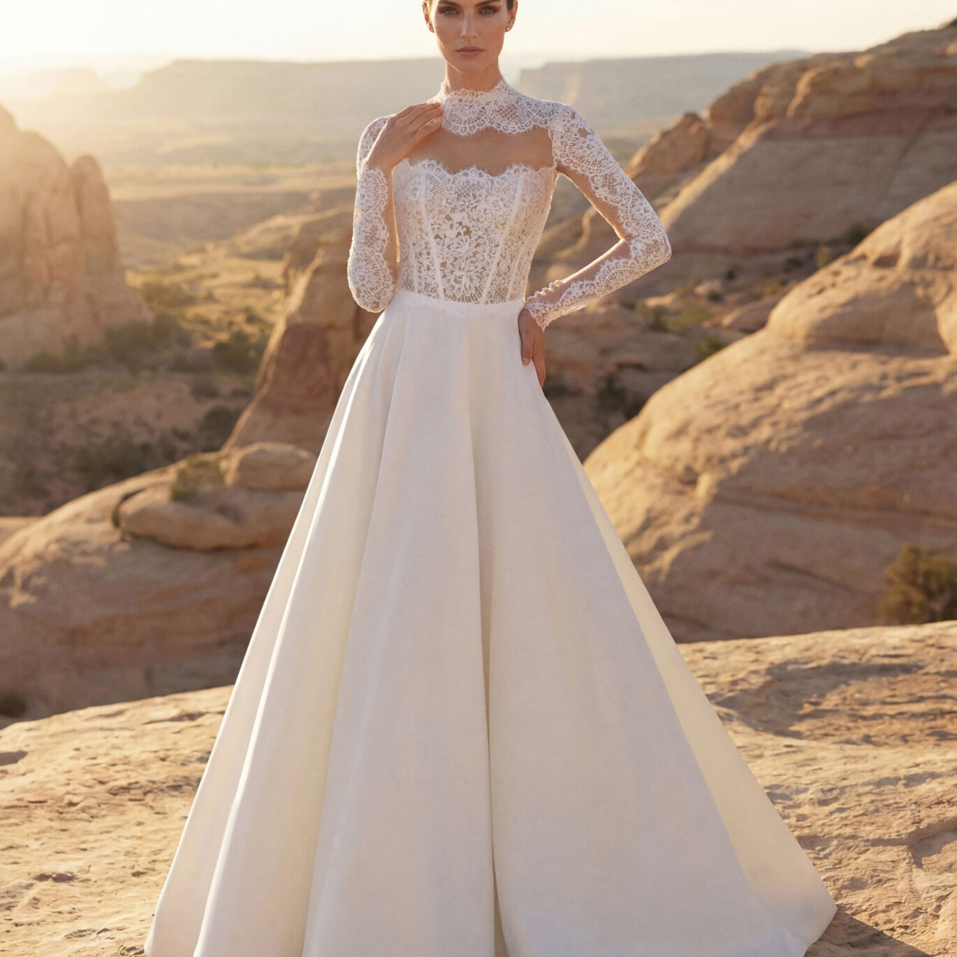 Νύφη που φοράει το Pronovias Aulley dress